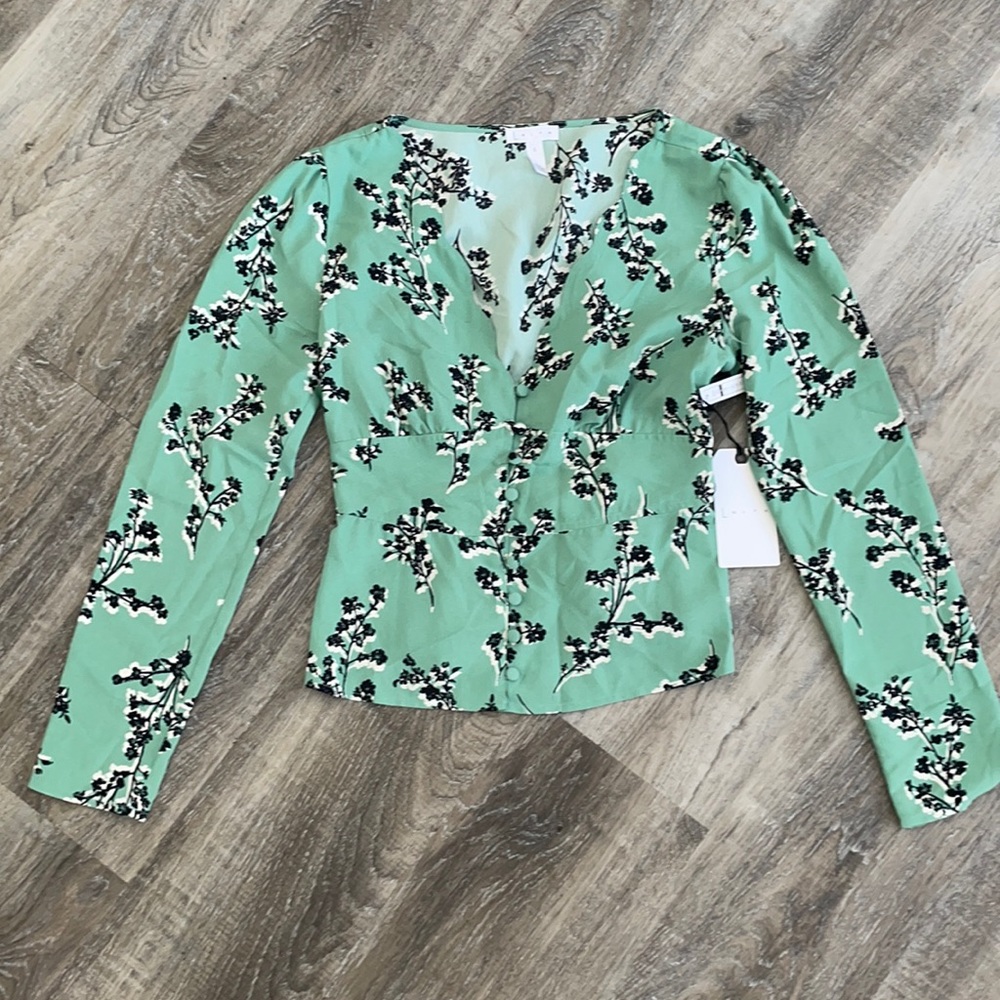Green floral blouse, never worn